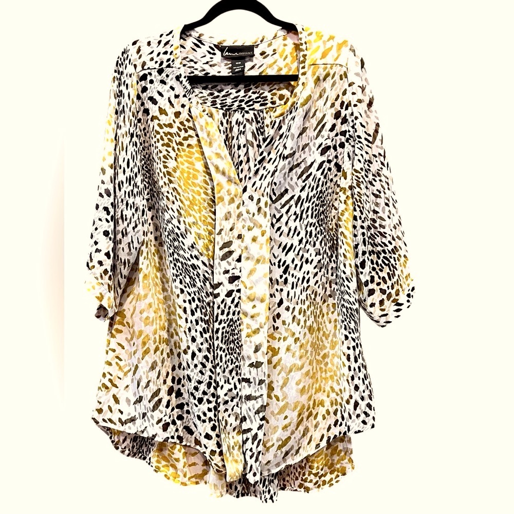 Lane Bryant Animal Print Blouse Women’s Flowy Sheer Top, size 18-20, EUC
